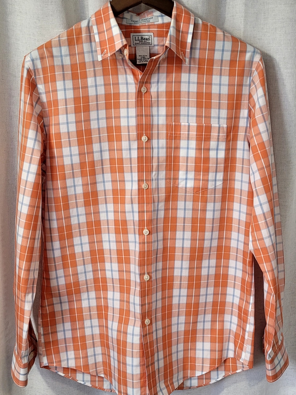L.L. Bean Wrinkle Resistant Slightly Fitted Plaid Button Down Shirt - S